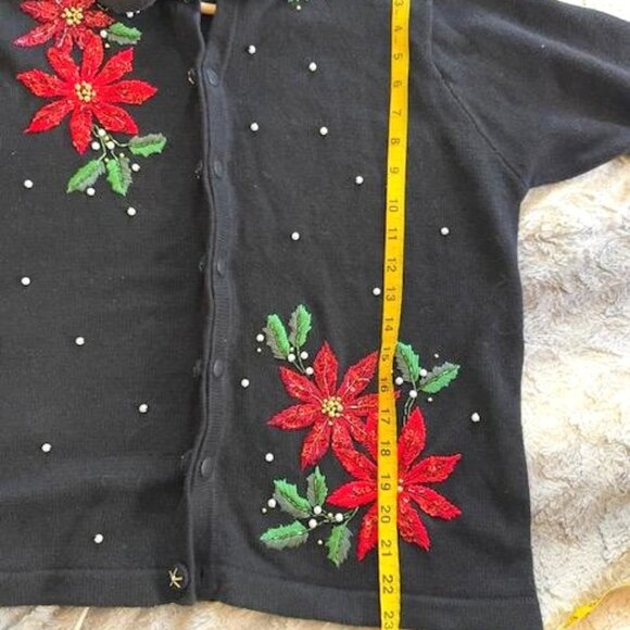 Victoria Jones Christmas Sweater Removable Faux Fur Collar Festive Holiday Wear - Picture 7 of 11